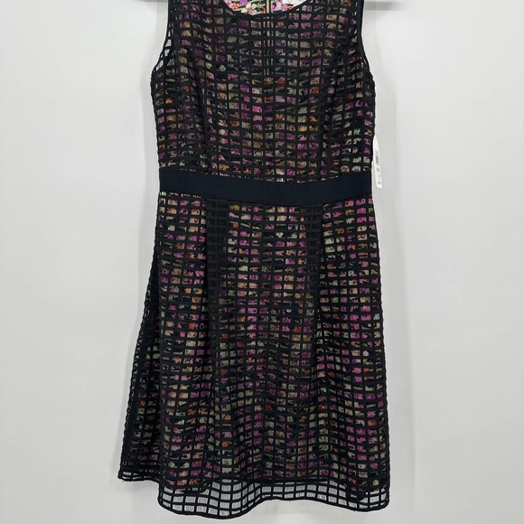Jessica Simpson Dress A-Line Floral Mesh Sleeveless Scoop Neck Midi Black 10 NWT - Picture 3 of 8